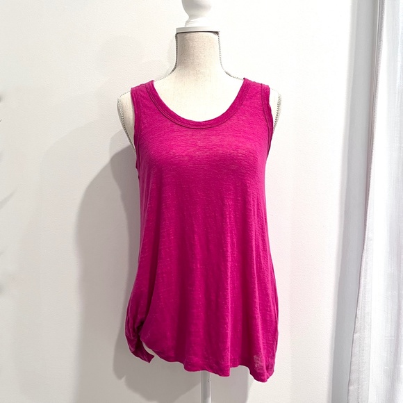 Red23 Pink Linen Tank Top with Asymmetrical Twist Hem - Picture 8 of 8